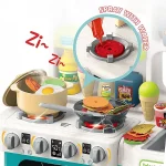 آشپزخانه اسباب بازی بزرگ با سینک پمپ دار و اجاق بخار کن مدل HOME CHEF
