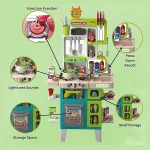 آشپزخانه اسباب بازی بزرگ با سینک پمپ دار و اجاق بخار کن مدل HOME CHEF