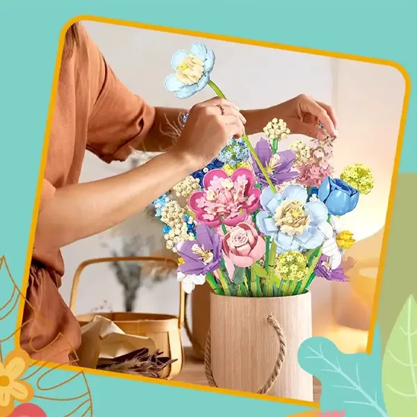 لگو گلدان گل مدل FLOWERS برند JIESTAR کد 9092