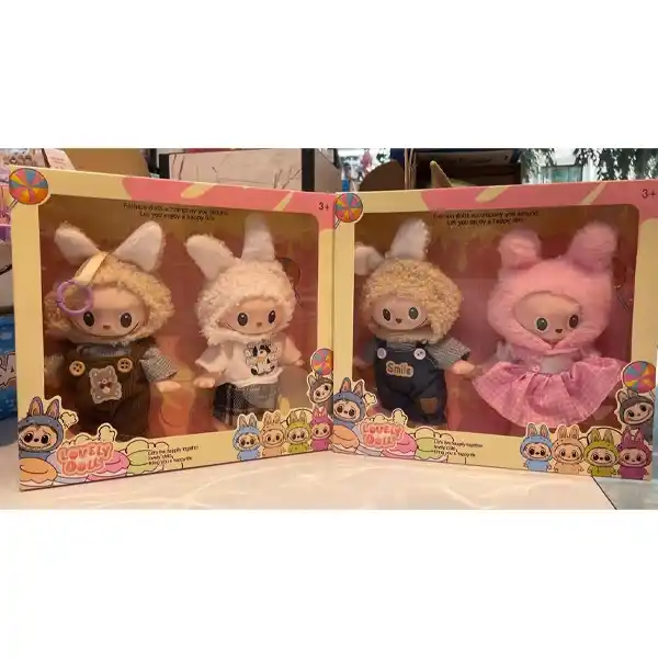 ست دوتایی عروسک لبوبو Labubu Lovely Doll 1 lobobo doll double set 2 1